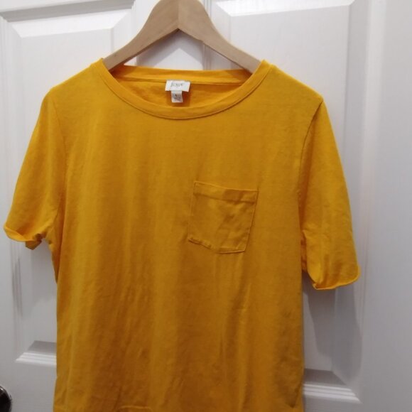J.Crew Mustard Yellow Pocket Tee Large Crewneck Casual T-Shirt - Picture 7 of 8